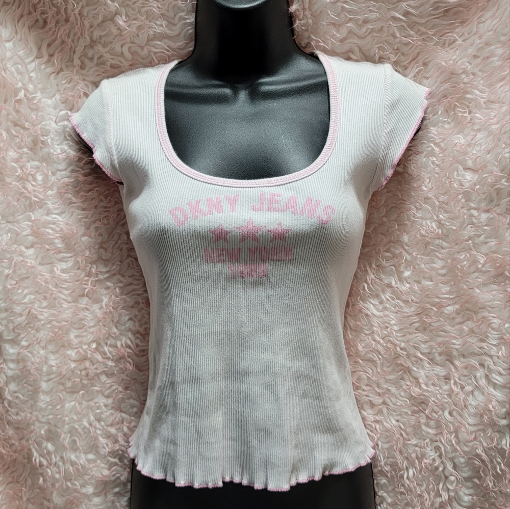 y2k vintage baby t dyny jeans with stars baby pink and white